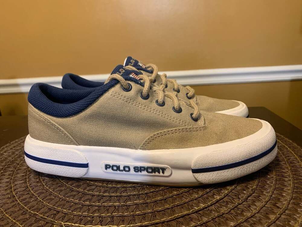 Polo Sport Ralph Lauren Vintage Canvas Low Top Lace-Up Sneakers Size 6